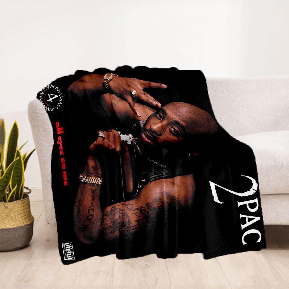 "2PAC 'All Eyez On Me' Album Cover Art Print"Blanket Flannel Throw Blanket for Sofa, Bed, Travel, Camping, Office, Couch, Chair, And Bed Gif