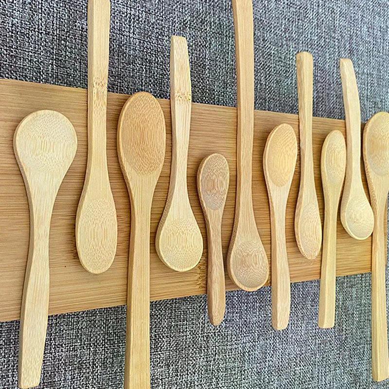 5 Pièces Cuillère à Miel en Bois Écologique Vaisselle Ménagère Bambou Cuillère à Condiments de Cuisine Cuillère à Café Cuillère à Dessert Cuillère à Thé