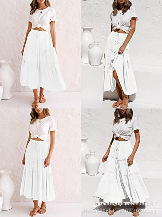 European & American Women's Bohemian A-Line Pleated High Waist Skirt