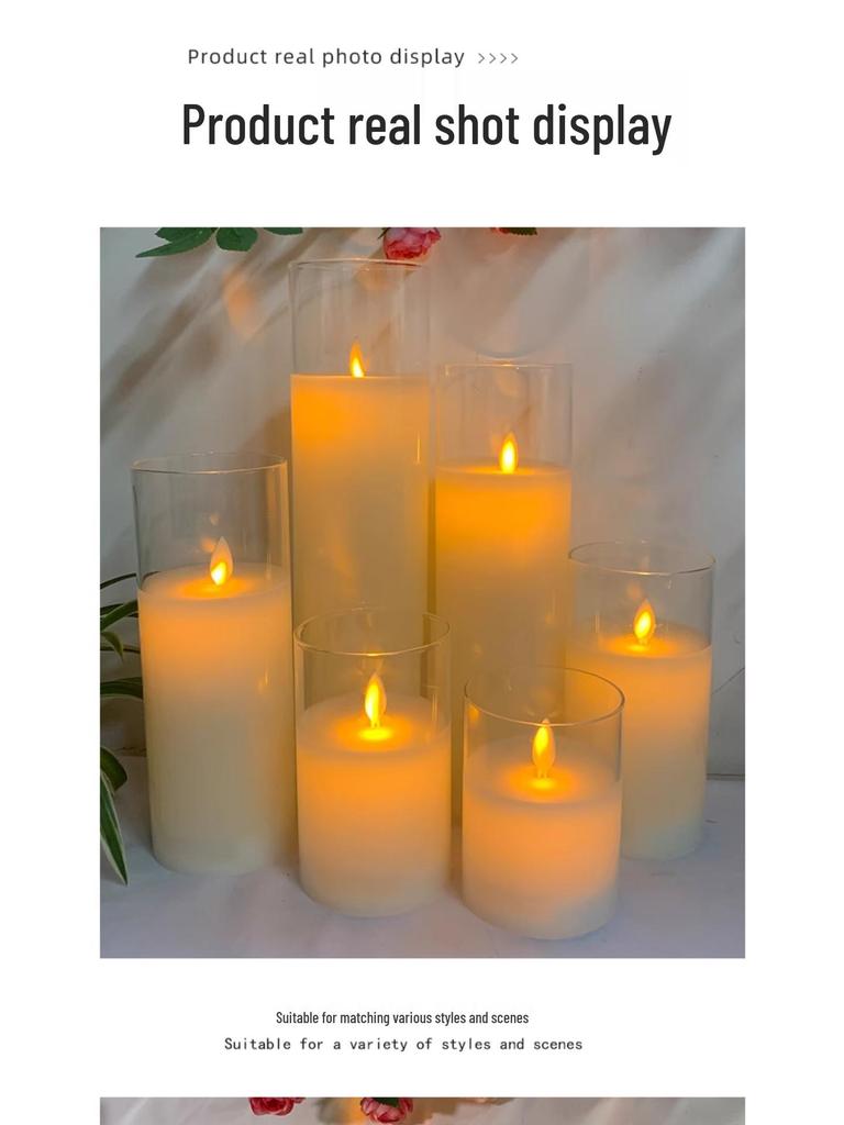 Remote-Controlled LED Glass Candle Lamp with Flickering Flame - Ideal for Romantic Home Decor and Weddings