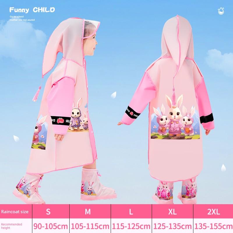 Children's Raincoat, Boy's Rain Boots Set, Kindergarten Girl's Rain Poncho, Kidsren's Student Raincoat for School, Full-Body Waterproof