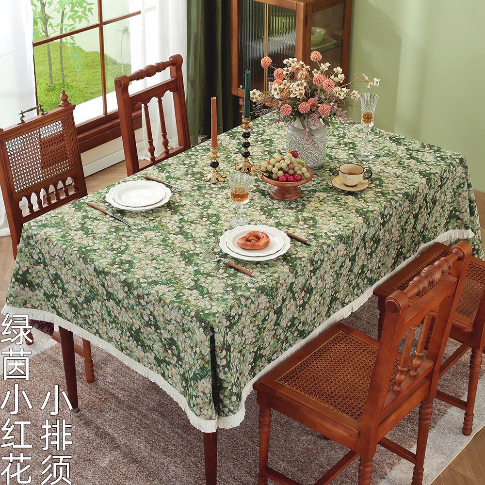 American Rural Retro Fabric Dining Table Cloth Pastoral Style Thickened Tablecloth Coffee Table Oil Painting Style Advanced Sense