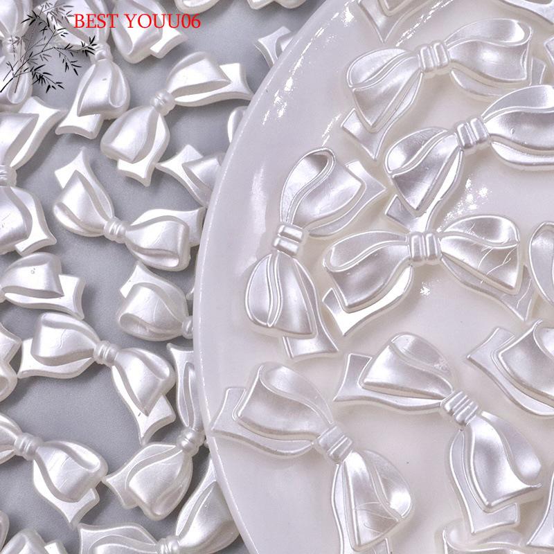 (YOUU06)10Pc White Bowknot Bow Acrylic Bead Loose Spacer Charm Bead For Jewelry Making Set DIY Bracelet Necklace Accessory