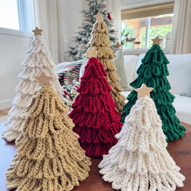 1 Piece of Cartoon Hand-woven Christmas Tree Desktop Decoration Ornaments Christmas Simulation Christmas Tree