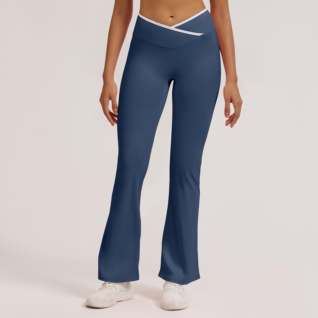 Slim Fit Yoga Pants With Crossed High Waist For Running And Fitness Women