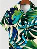 Men's Hawaiian Style Plus Size Short Sleeve Shirt, Tropical Plant Print Casual Shirt, Fashionable Beach Vacation Men's Apparel, PLUS SIZE