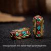Handmade Ethnic Retro Buddhist Copper Beads with Inlaid Turquoise and Brass Spacer Beads.