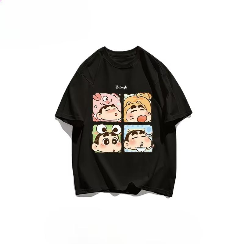 

2025 New Cute Cartoon Crayon Shinchan Pure Cotton Short Sleeve TShirt for Women Fashionable Trendy Style Crew Neck Fashion Top M