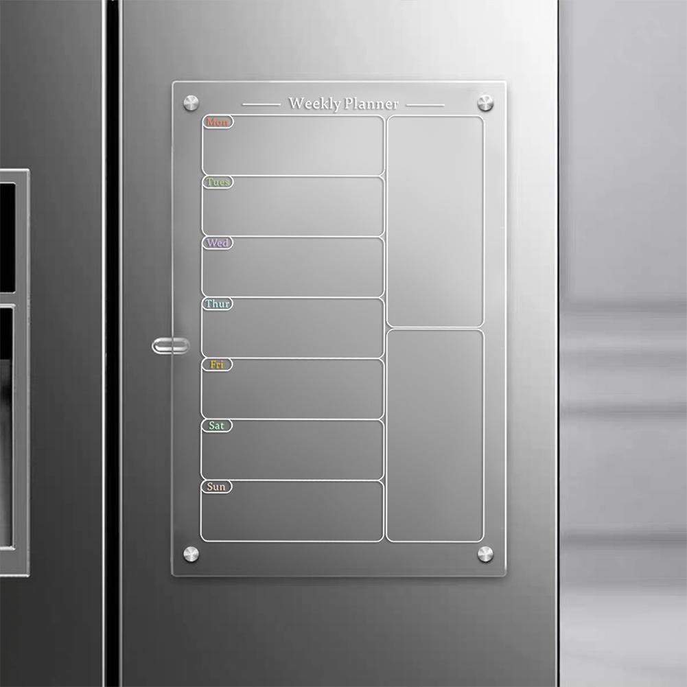 Magnetic Menu Board 7.8x11.7 In Clear Planner Board Reusable Acrylic Dry Erase Board with 6 Color Pens for Refrigerator