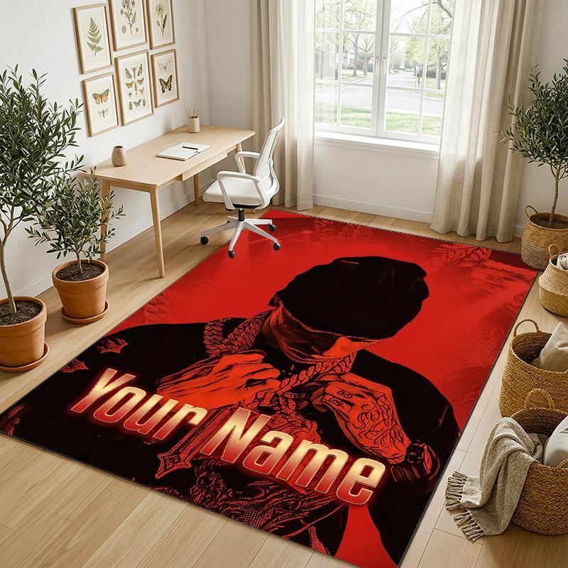 Personalized Crystal Velvet Carpet,Central Cee Custom Printed Name, Plush Area Rug For Home Indoor Decor