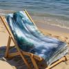 1pc Dynamic Wave Beach Towel - Quick-Dry Absorbent 230gsm Polyester, Modern Oceanic Design for Summer Travel, Pool, Beach & Outd
