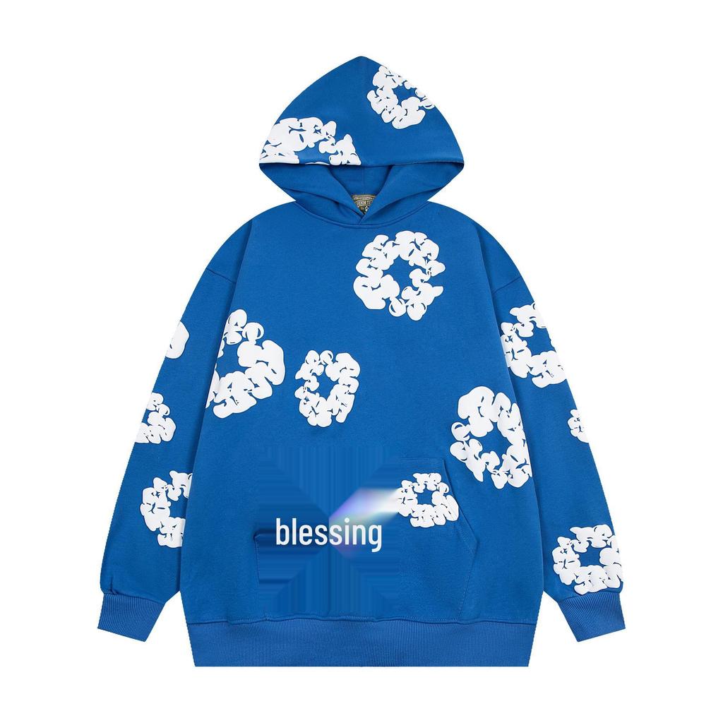 Denim Tears Floral Puff Print Cotton Hoodie Set - Trendy European & American Streetwear