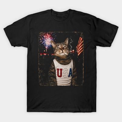 Asian Size Men Black Print T-shirt Funny-Firecracker No-Cut Heat Transfer Print Cotton Tshirt