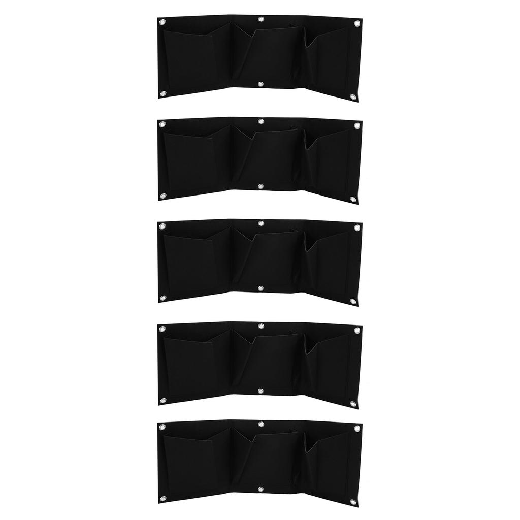 5Pcs Plant Growing Bags Wall Mounted Degradable 3‑Pockets Planter Garden Accessory