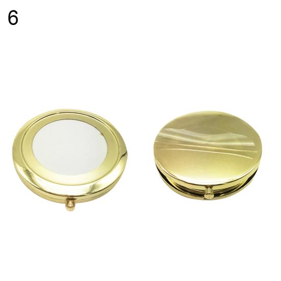 Tragbarer einfarbiger metallischer runder Make-up-Pop-up-Taschenspiegel mit doppelter Seite