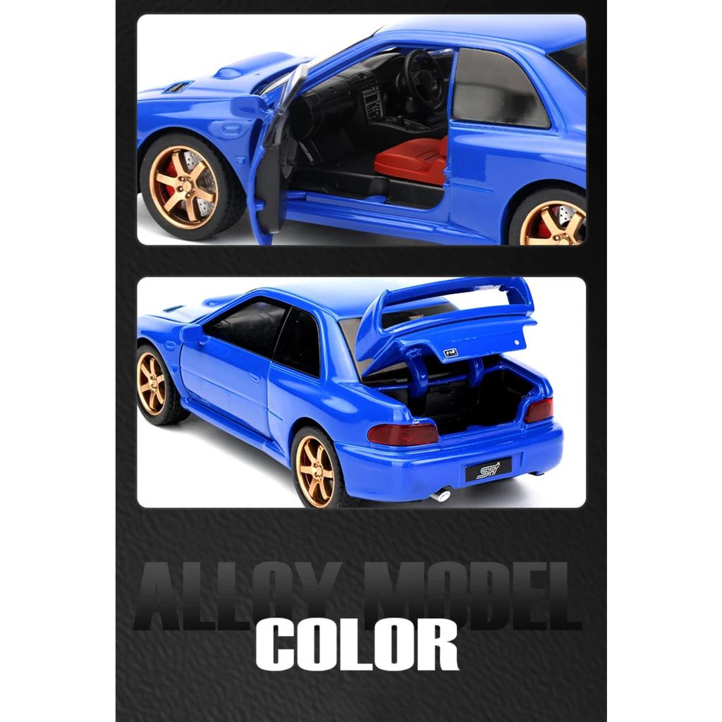 1/32 Subaru Impreza WRX STI Modified Vehicle Alloy Metal Diecast Model Car Sound and Light Pull Back Birthday Gift for Child