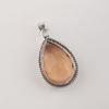 Champagne Quartz Gemstone Silver Women Pendant 1.8" , 925 Sterling Silver Jewelry, Orange Color Stone Pendant For Love PP-65-12