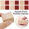 New Vintage Stamping Scrapbooking Square Floral Stamps Rubber Wooden
