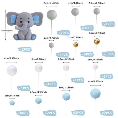 34 Bucăți Bile Decorațiuni Tort Elefant Topperi Tort pentru Petrecere de Naștere Tematică Animale din Junglă Accesorii