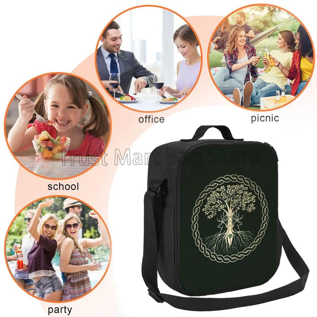 Norse Viking Goddess Wiccan Wicca Pagan Insulated Lunch Bag Reusable Thermal Food Container Cooler Pouch for School Work Picnic