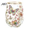 Traumhaftes Mädchen Stil Becher Handbemalter Glasbecher, Eiförmige Tasse mit Goldrand, Klarer Bleifreier Kerzenlicht Dinner Weinbecher für Tee Kaffee