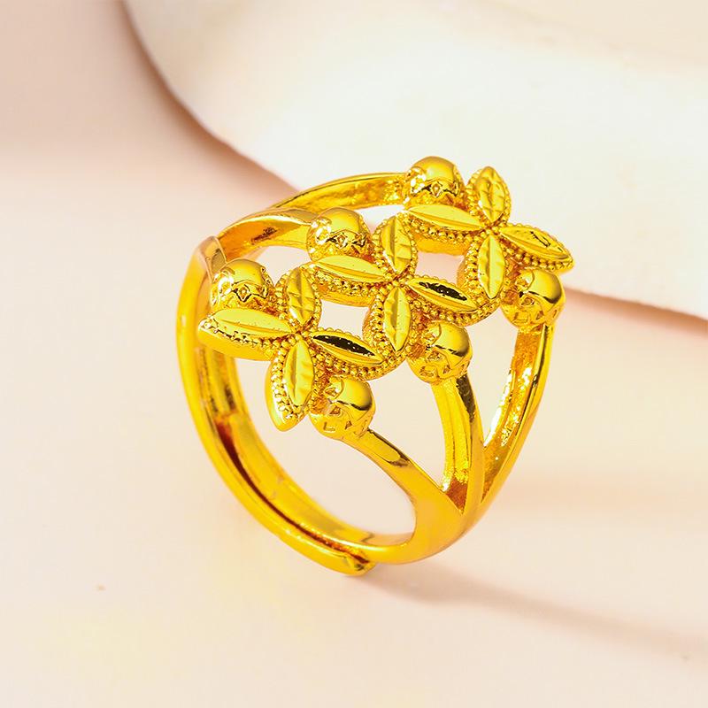 Vietnam Sand Gold Leaf Ring - Southeast Asia Jewelry for Women