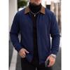 Men S Casual Waffle Texture Lapel Jacket Solid Color Outerwear