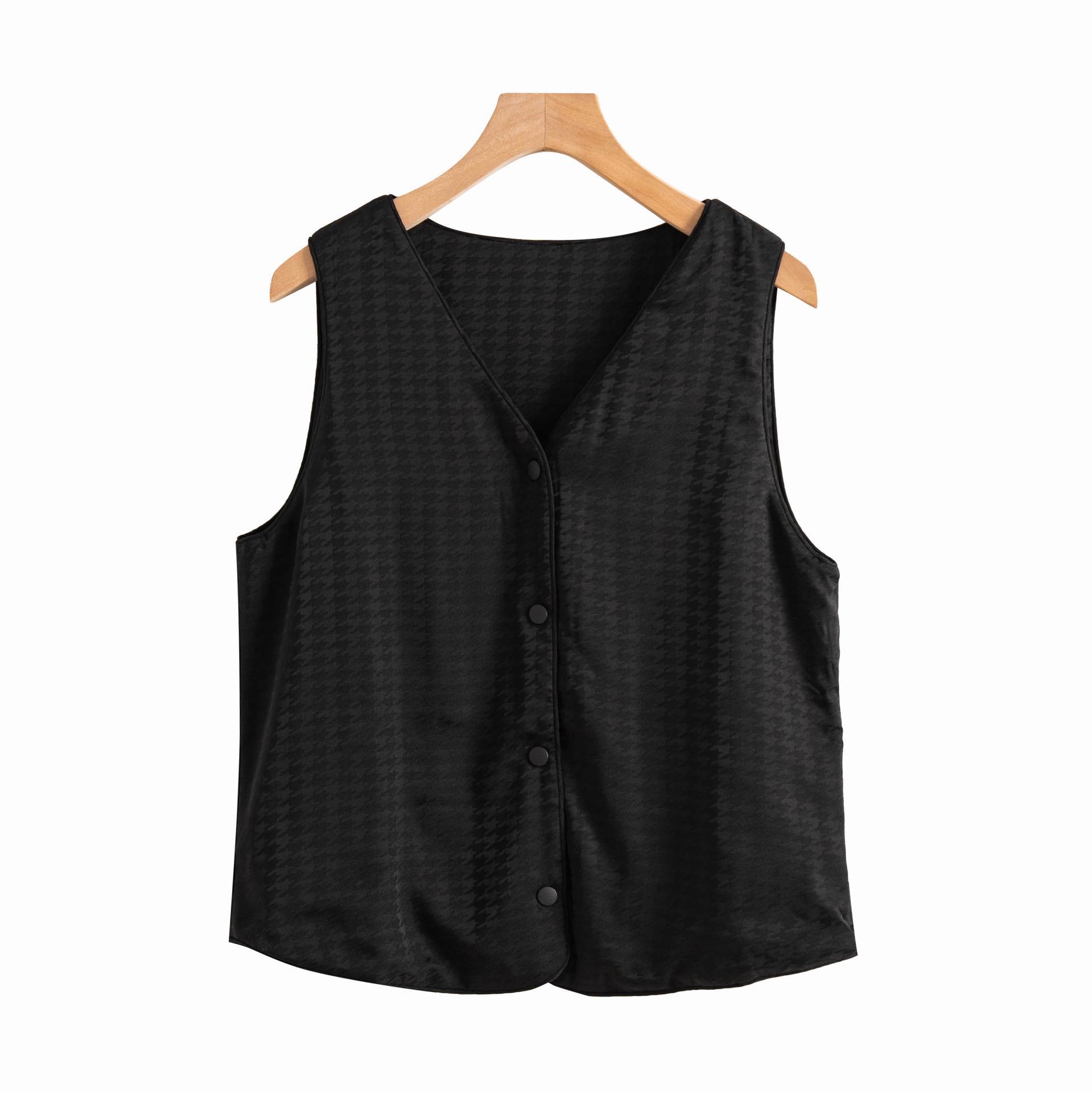 

100% шелк тутового дерева однобортный безрукавный жилет с V-образным вырезом для осени и зимы 3XL