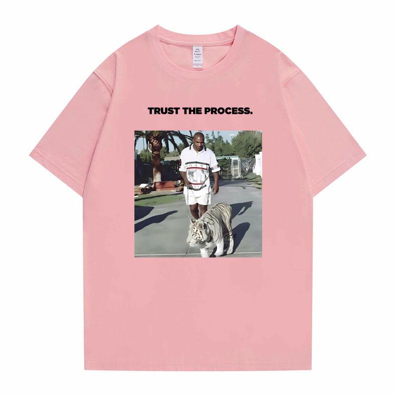 Mike Tyson Trust The Process Tiger Graphic Print T-shirt Men Hip Hop Vintage T Shirt Male Fitness Short Sleeve Oversized Tshirt