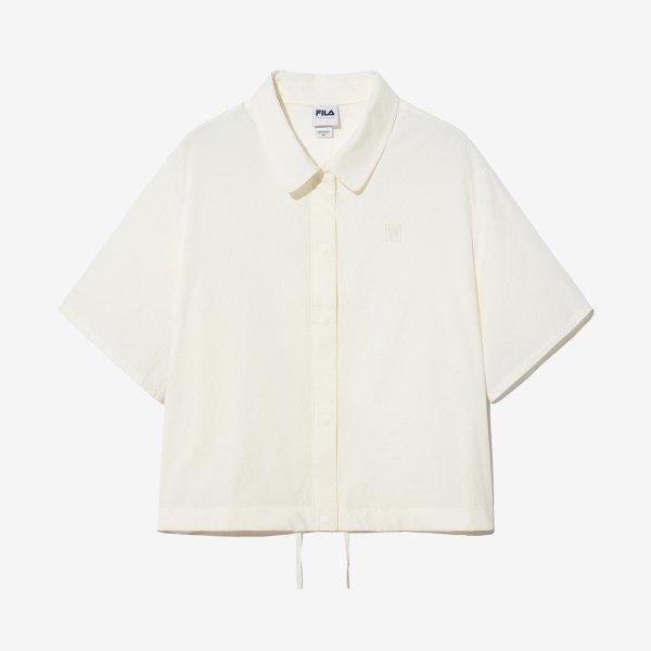Fila Women Seersucker Short Sleeve Collar Neck Shacket