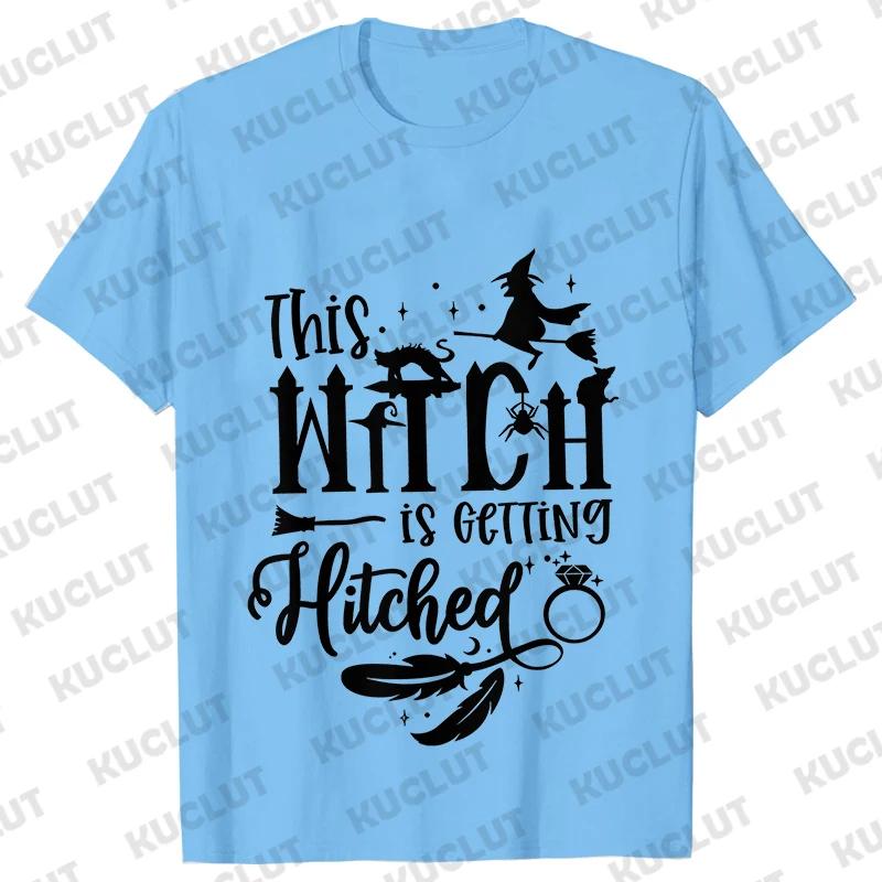 Team Bride Y2k Tops Bridal Shower Wedding Shirt This Witch Is Getting Hitched Lit T-Shirt Halloween Bachelorette Party EVJF Tees