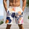 Men s Plus Size Multicolor Printed Beach Shorts Drawstring Waist Side Pockets Straight Leg