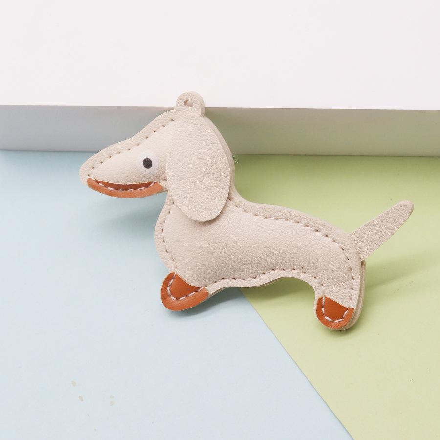 Small Mini Dachshund Leather Keychain - Ruth s Style Puppy Bag Pendant Small Dachshund