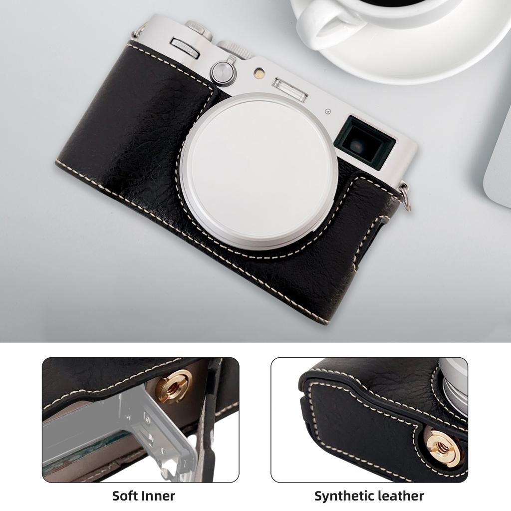 Portable Camera Protective Case Retro Style Camera Case Carry Bag Opening Bottom Design with Shoulder Strap Replacement