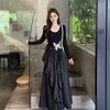 Elegant Butterfly Print Ruffle Dress for Spring and Autumn