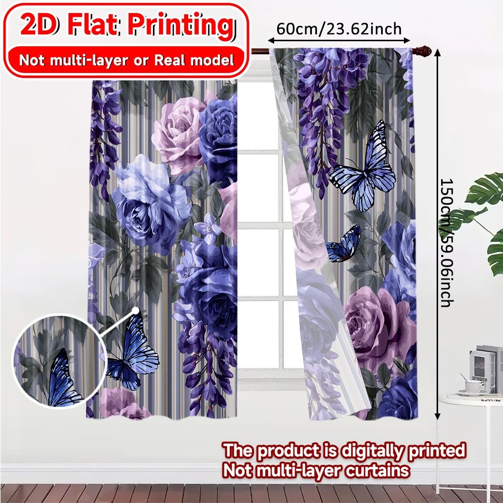 2D Flat Printing  2pcs Floral Whisper Modern Minimalist Curtains Versatile Durable Polyester Curtains Decorations For Home for