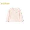 Balabala Girls' Autumn Lace-Trimmed Long-Sleeve Knit T-Shirt