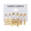 2024 European & American Fashion: Exaggerated Pearl & Crystal Butterfly Stud Earrings - 6 Pairs Set for Women