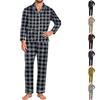 Men's Pajama Set Long Sleeve Button-Down Top and Pants Set for Home Sleepwear