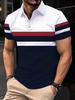 The Summer New Men's POLO Shirt Features a Casual Fashionable Comfortable and Breathable 3D Striped Pattern Print