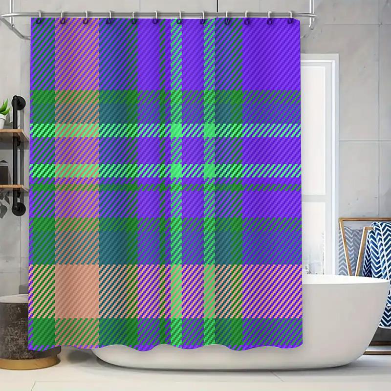 

Plaid Shower Curtain Modern Multicolor Striped Bath Decoration 180X240Cm Waterproof Fabric For Bathroom Decor Home Accessories W60H190(CM)-1 Pcs