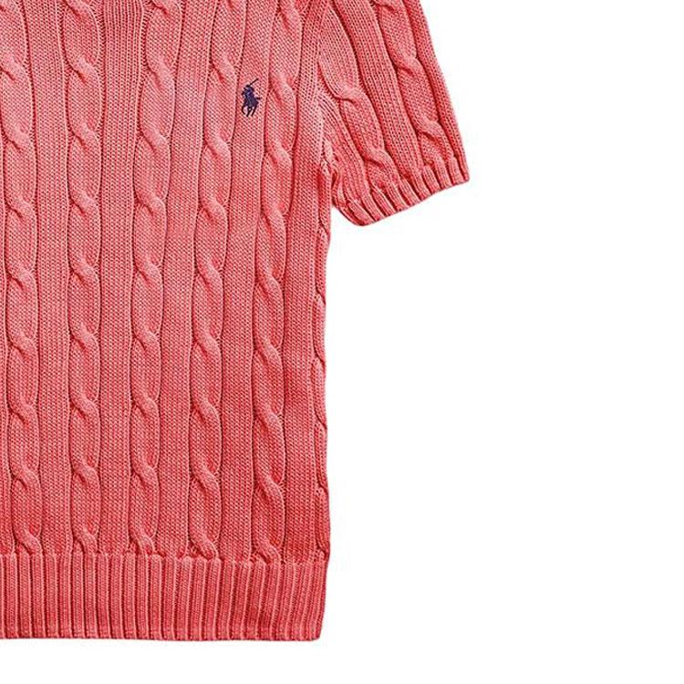 Polo Ralph Lauren Ensfarget ribbestrikket genser med rund hals og korte ermer Dame topper Rosa 211910987-014
