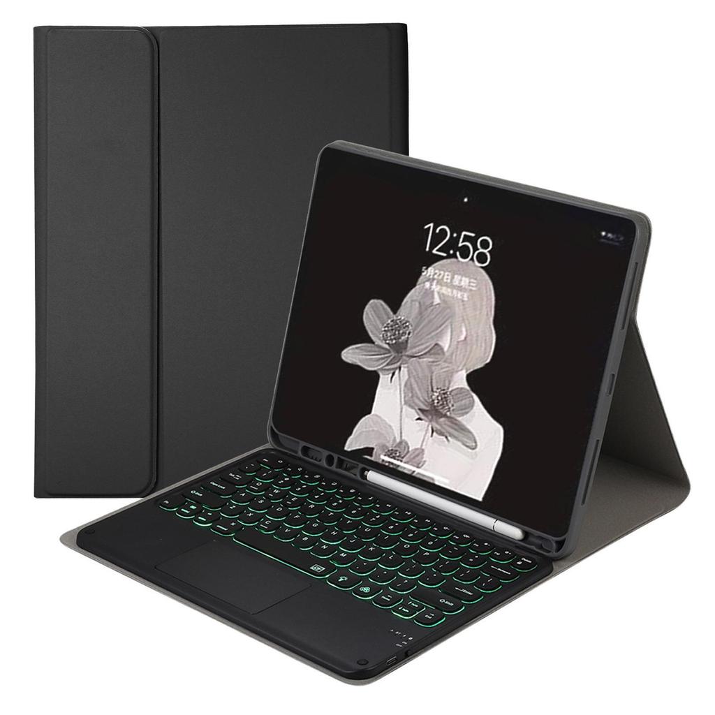 Round Cap Touch Backlit Bluetooth Keyboard & Protective Leather Case for Samsung Tab A9 PLUS S9 FE