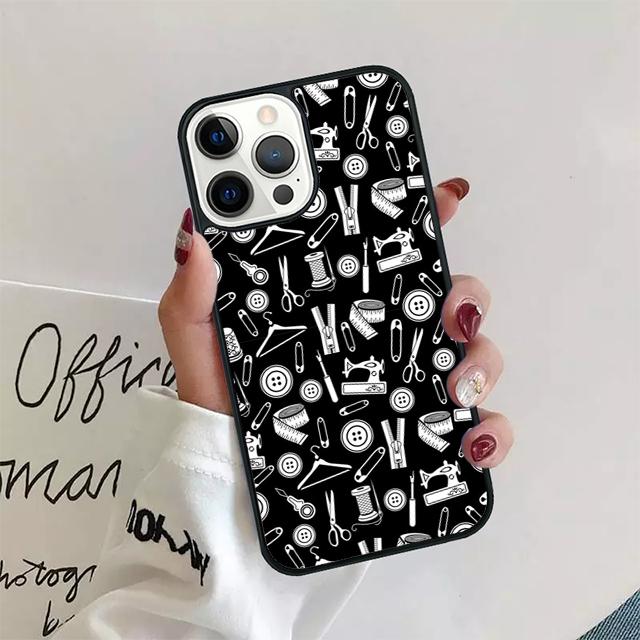 Sewing Scissors Buttons Phone Case Cover For iPhone 17 Air 15 16 14 13 12 Pro Max 11 Pro Max Plus Coque Shell