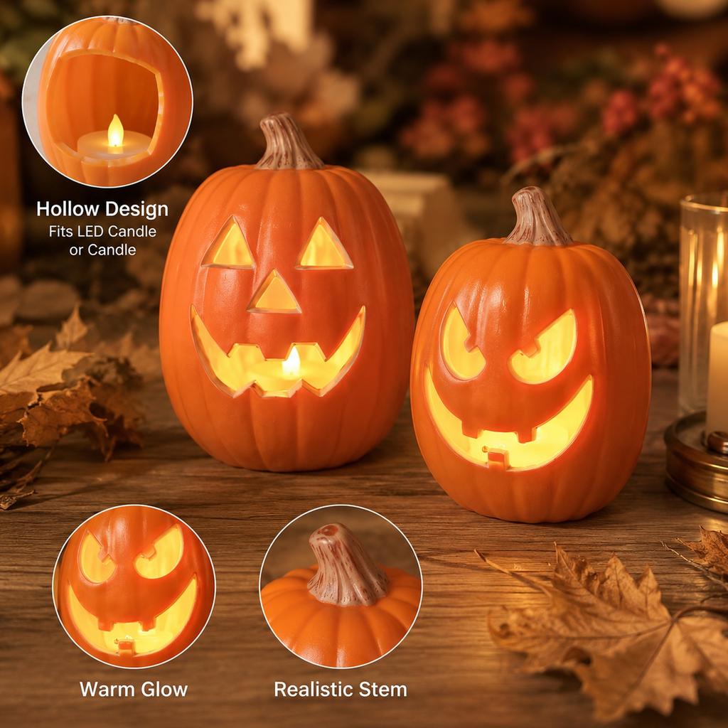 Large Glowing Halloween Pumpkin Decoration for Indoor Outdoor Yard and Store Scene Setup