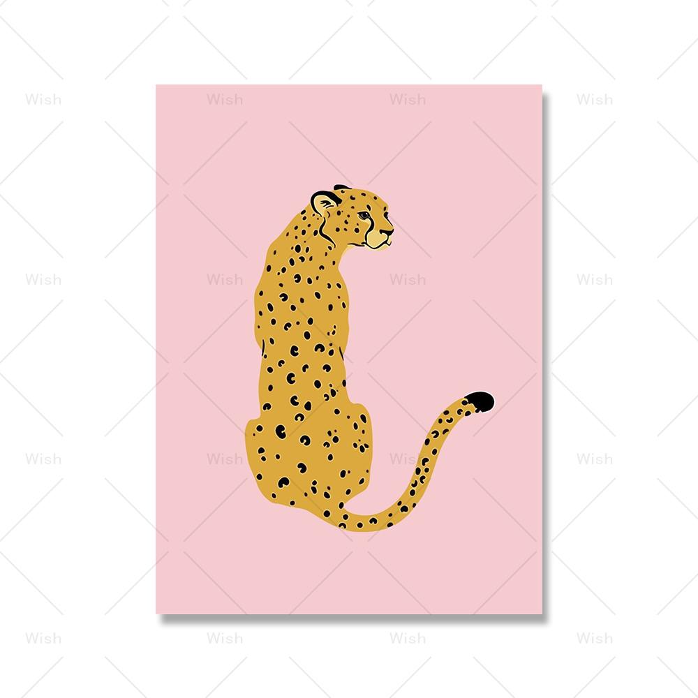 Pink Cheetah Posters And Prints Boho Animals Decorative Wall Pictures Leopard Canvas Paintings For Living Room Cuadros Decor