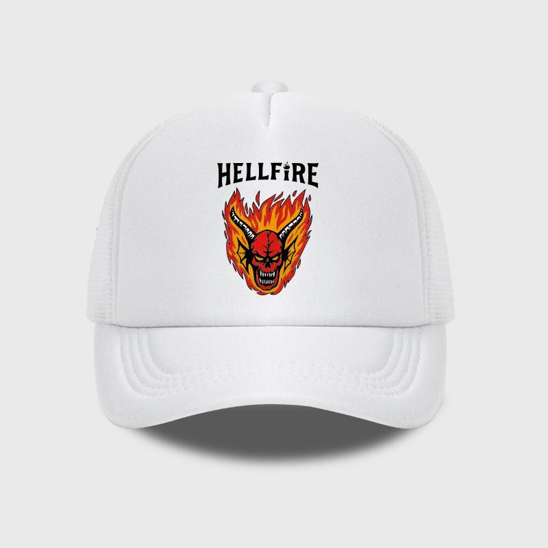 

MLFO Hellfire Demon Flame Skull Print Trucker Cap Retro Streetwear Fashion Unisex Daily Commute Outdoor Hiking Fan Gift
