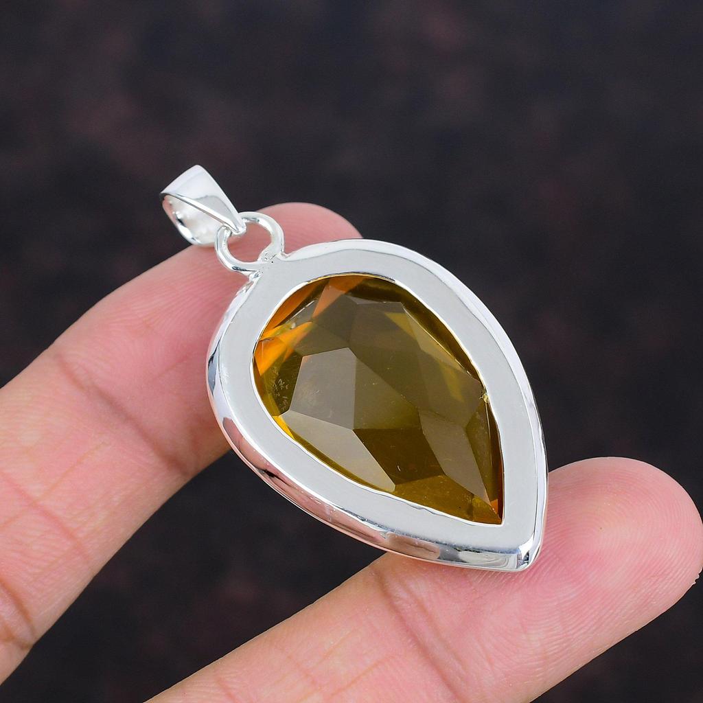 Faceted Citrine Pendant 925 Sterling Silver Pendant Real Gemstone Jewelry Handmade Pendant Citrine Jewelry Gifts For Wife Brand New Pendants