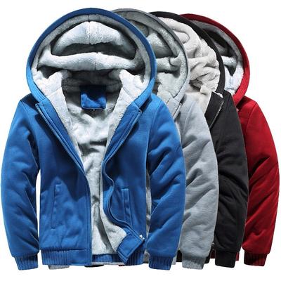 Mens Jackets and Coats Hoodie Winter Warm Fleece Zipper Sweater Jacket Outwear Coat Tops Blouses Fashion Casual Sweater Hat Coat