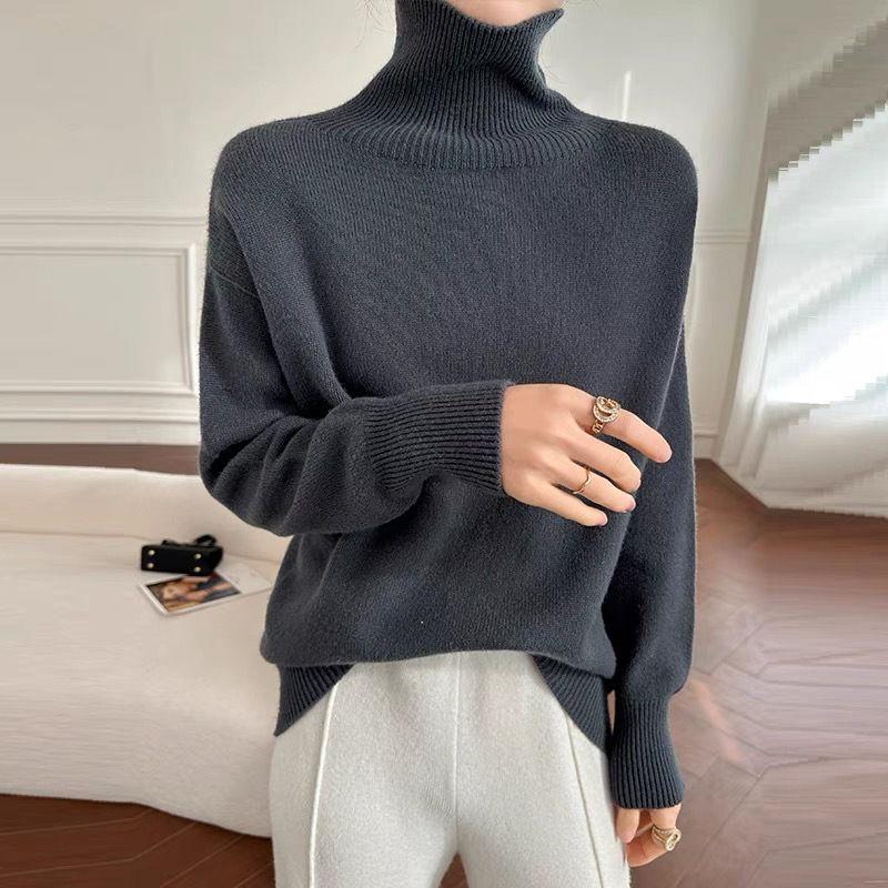 Women's Sweater Fall and Winter Thickened Turtleneck Women Loose Knitted Pullover Sweater Idle Style Bottoming Shirt Women
